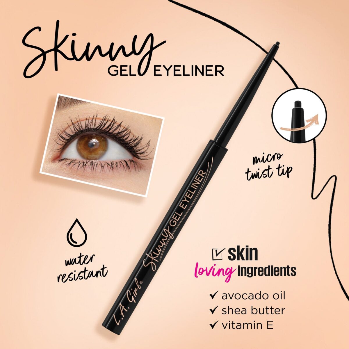 L.A Girl Skinny Gel Eyeliner Silky GEL661 Black - Image 3